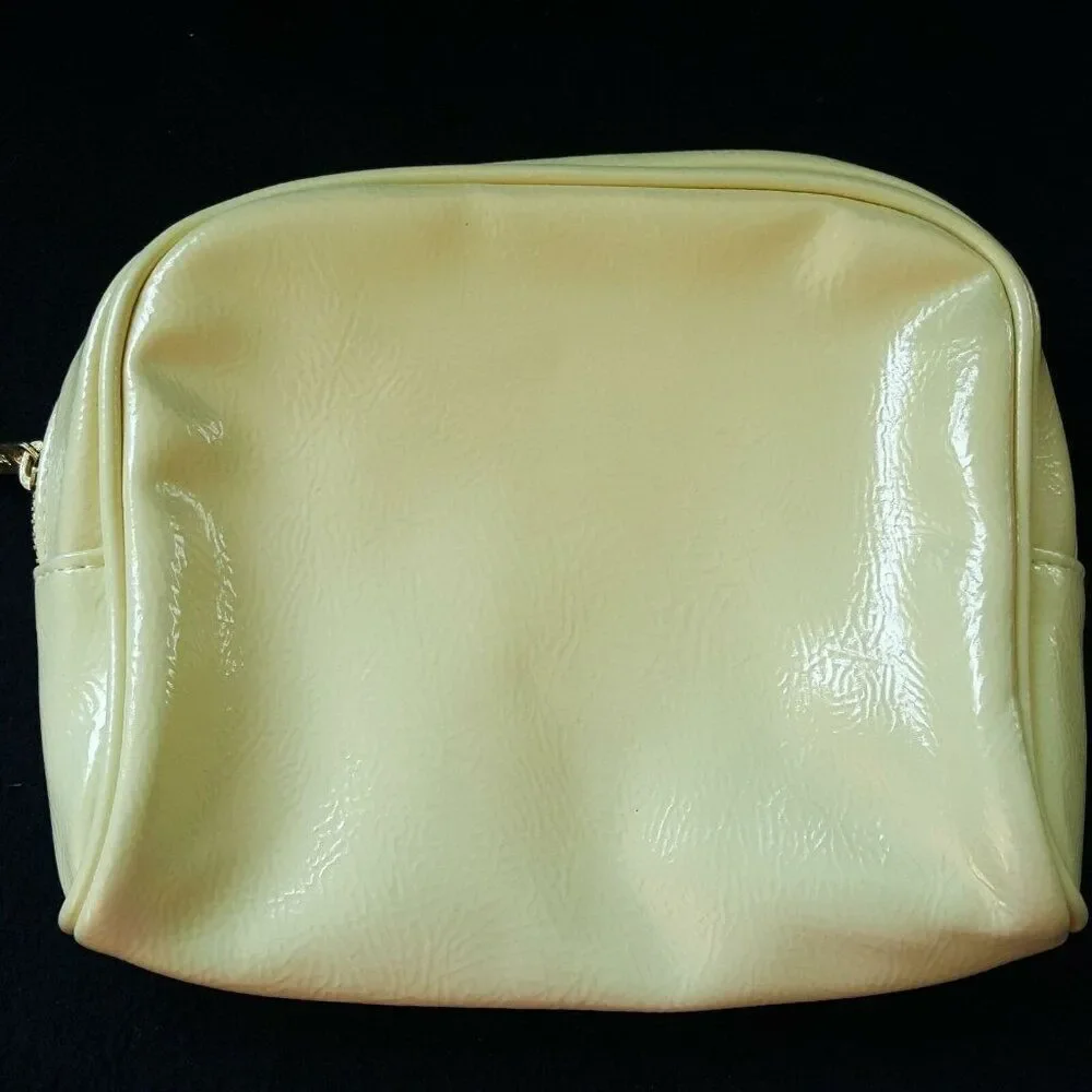 Bare Minerals Womens Yellow Make Up Bag Pink Interior Zipper Small